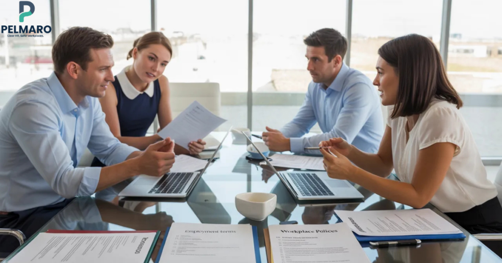 Employee contract review Ireland office desk