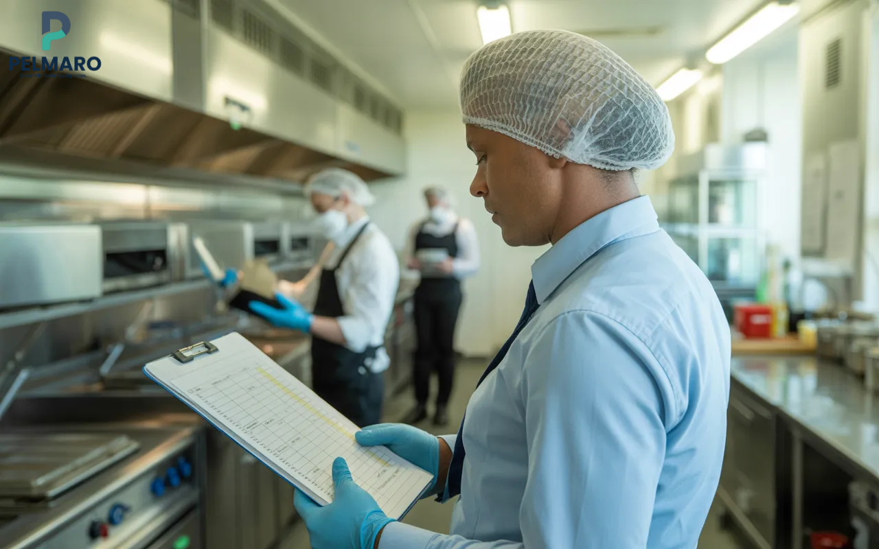 Environmental Health Officer inspecting HACCP compliance in Ireland food business kitchen